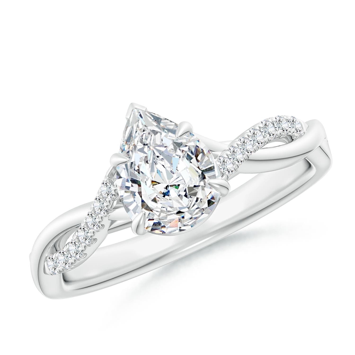 7.7x5.7mm FGVS Lab-Grown Pear-Shaped Diamond Twisted Shank Engagement Ring in P950 Platinum