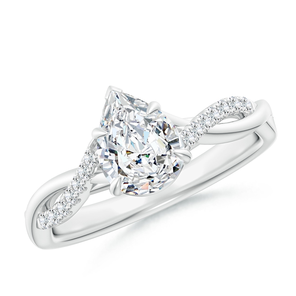 7.7x5.7mm FGVS Lab-Grown Pear-Shaped Diamond Twisted Shank Engagement Ring in White Gold