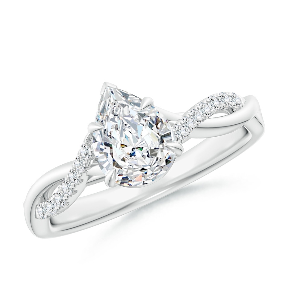 7.7x5.7mm FGVS Lab-Grown Pear-Shaped Diamond Twisted Shank Engagement Ring in White Gold 