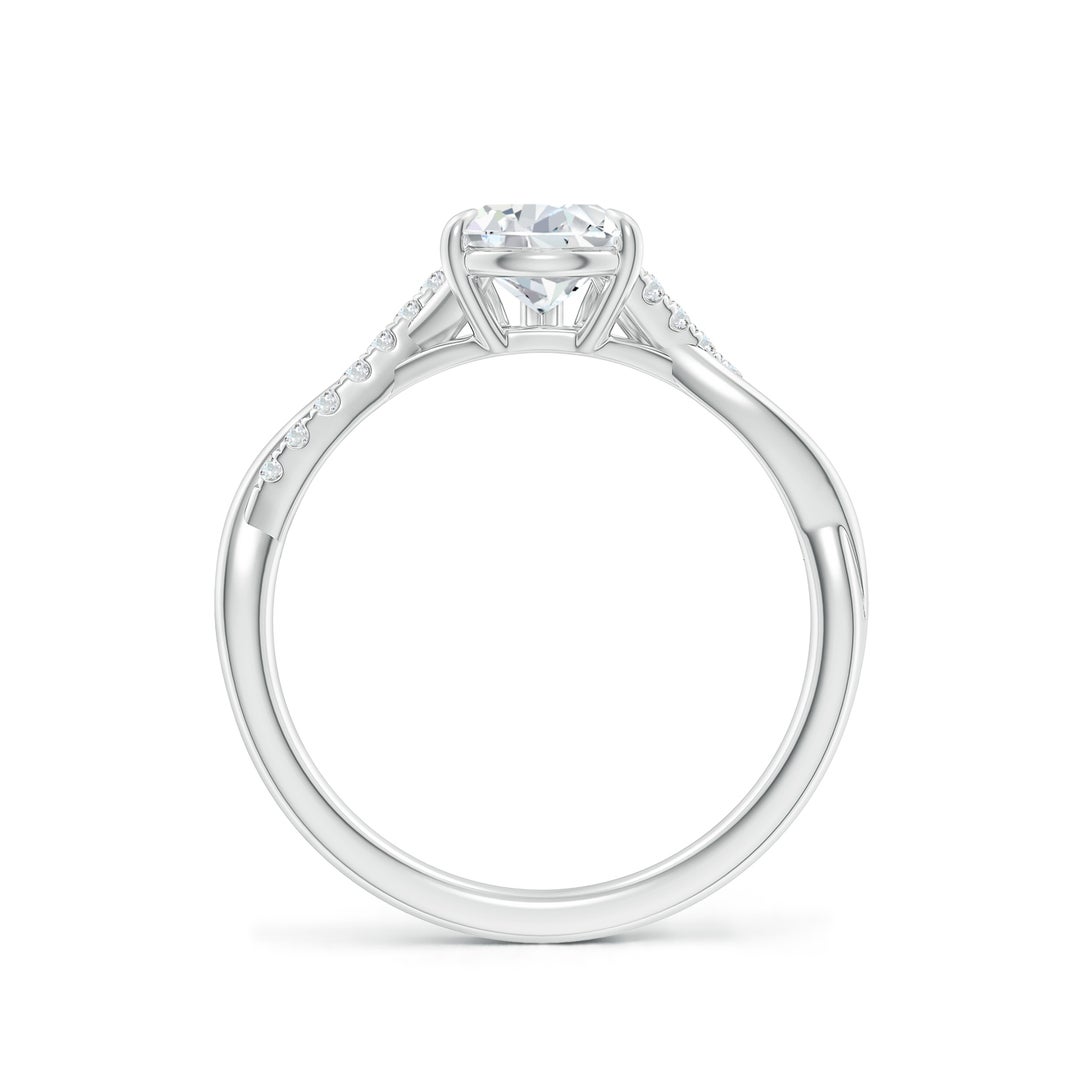 7.7x5.7mm FGVS Lab-Grown Pear-Shaped Diamond Twisted Shank Engagement Ring in White Gold - side 3
