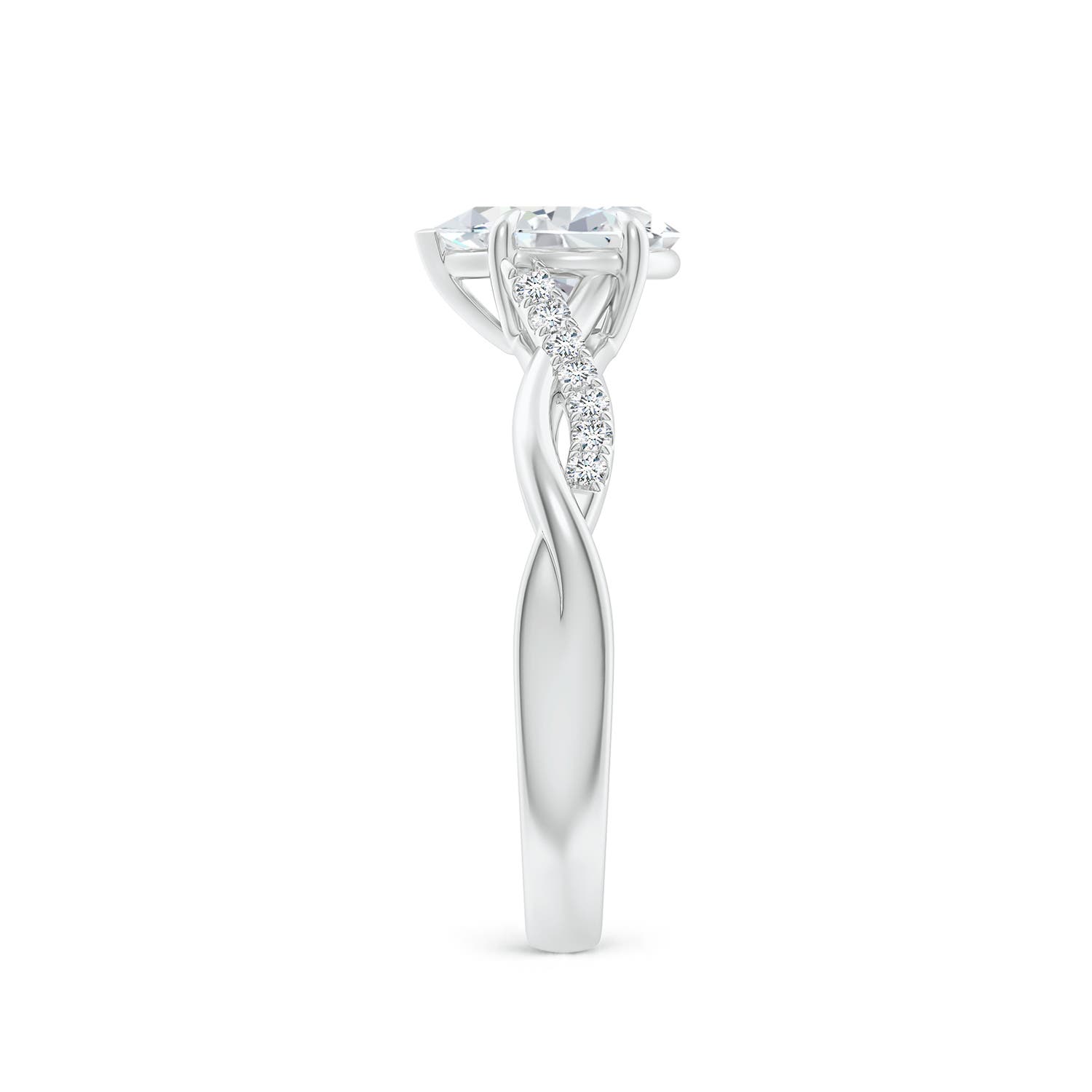 7.7x5.7mm FGVS Lab-Grown Pear-Shaped Diamond Twisted Shank Engagement Ring in White Gold - side 4