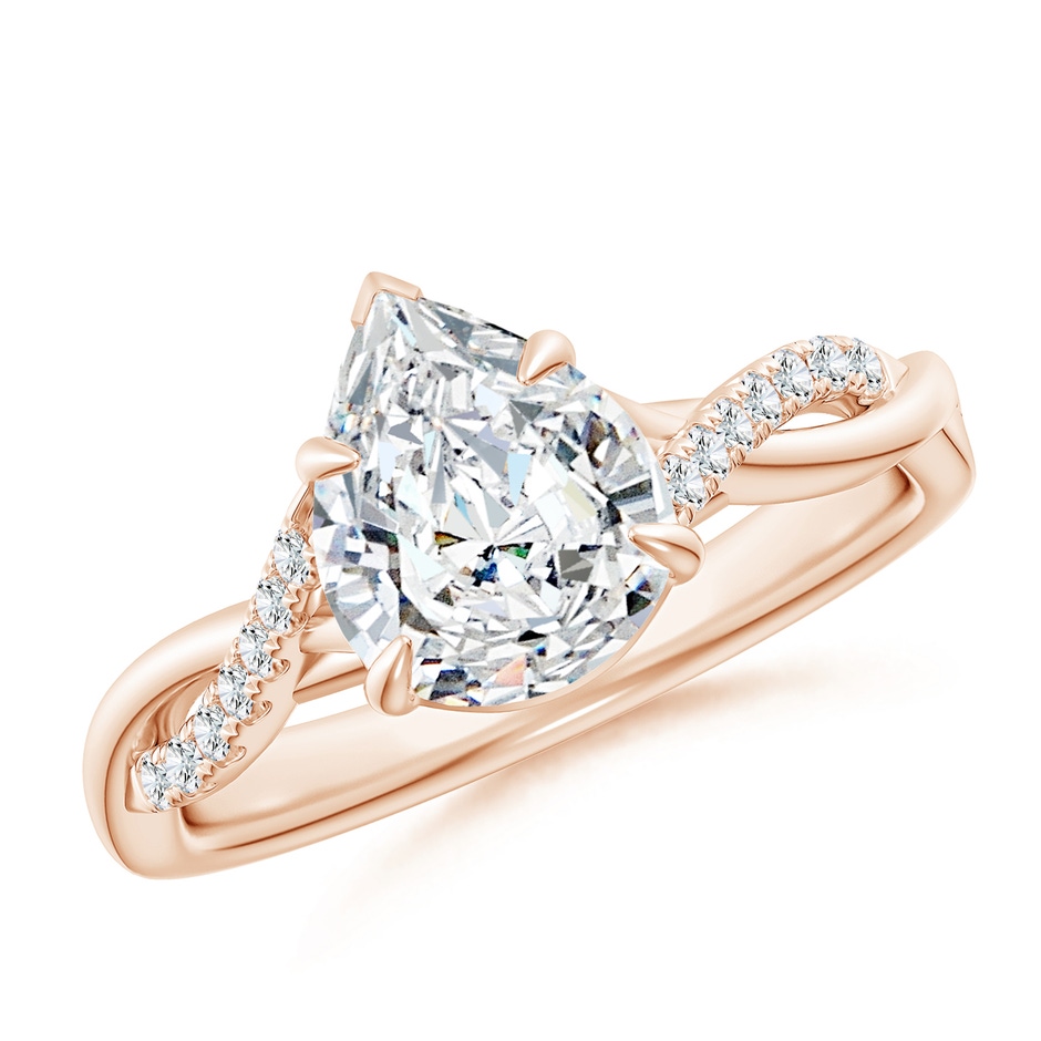 9x7mm FGVS Lab-Grown Pear-Shaped Diamond Twisted Shank Engagement Ring in Rose Gold 
