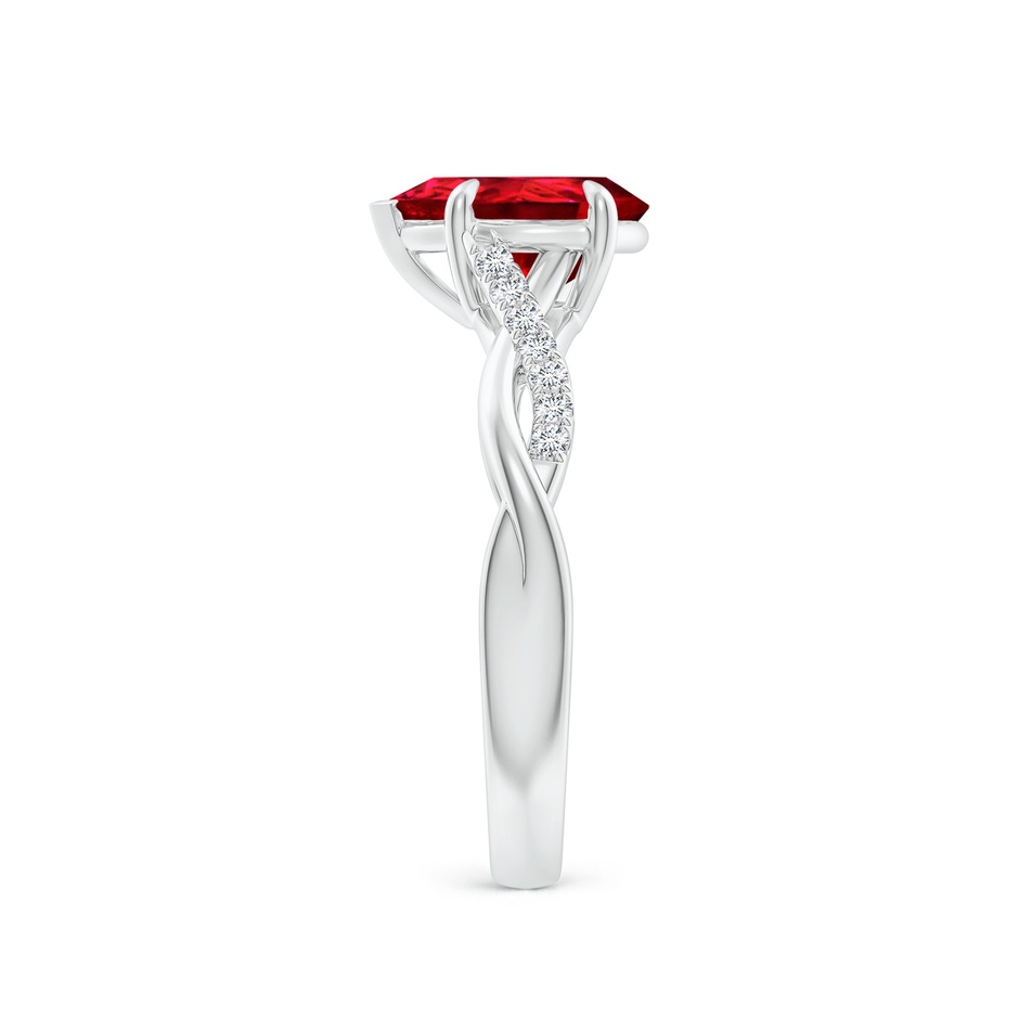 9x7mm Labgrown Lab-Grown Pear-Shaped Ruby Twisted Shank Engagement Ring in 18K White Gold side 299