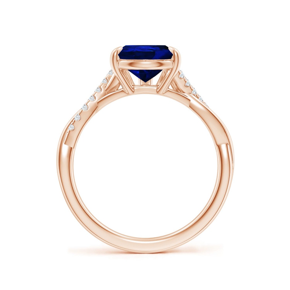 10x8mm Labgrown Lab-Grown Pear-Shaped Blue Sapphire Twisted Shank Engagement Ring in 18K Rose Gold side 199