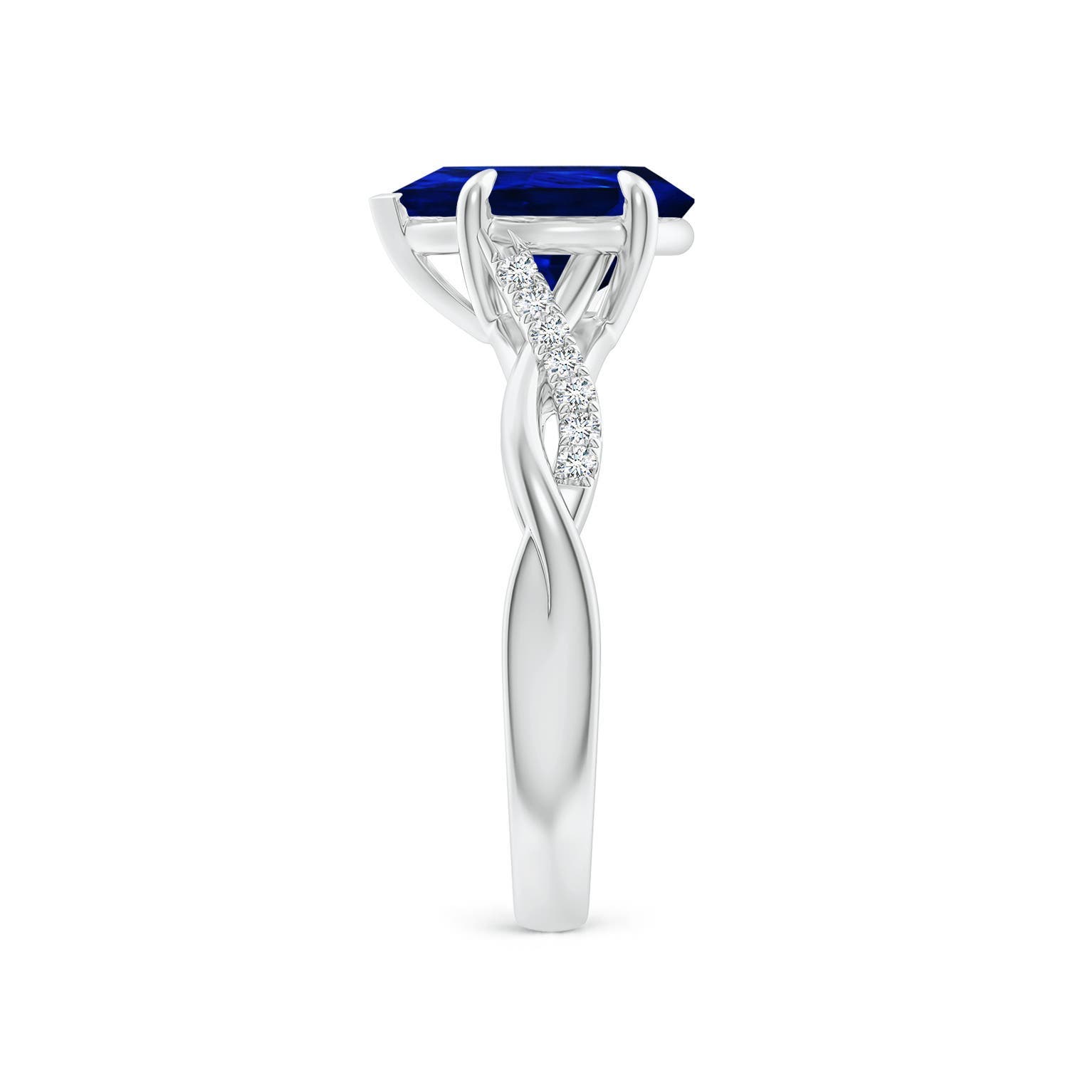 10x8mm Labgrown Lab-Grown Pear-Shaped Blue Sapphire Twisted Shank Engagement Ring in White Gold - side 4