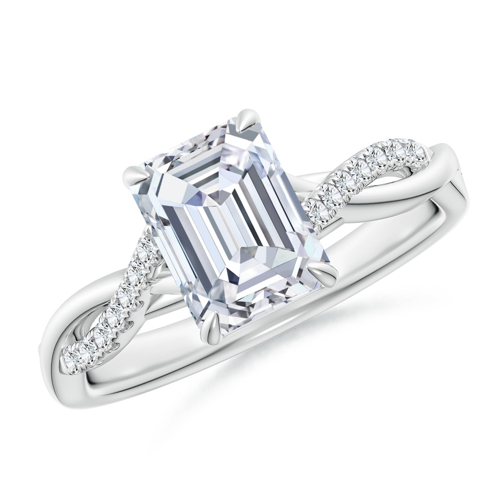 8x6mm FGVS Lab-Grown Emerald-Cut Diamond Twisted Shank Engagement Ring in White Gold