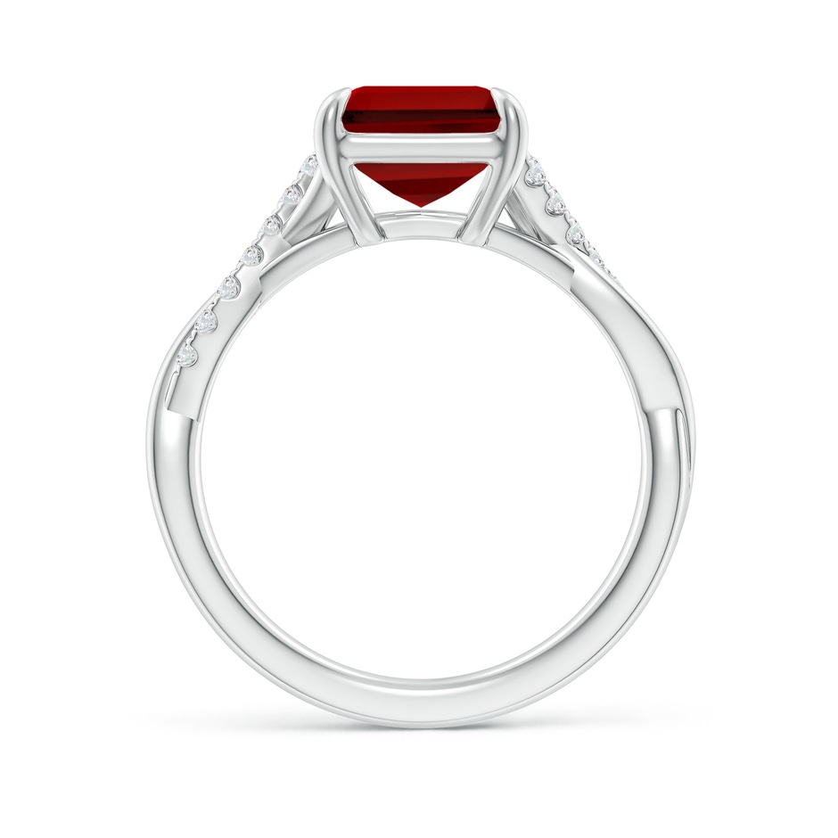 10x8mm Labgrown Lab-Grown Emerald-Cut Ruby Twisted Shank Engagement Ring in 18K White Gold side 199