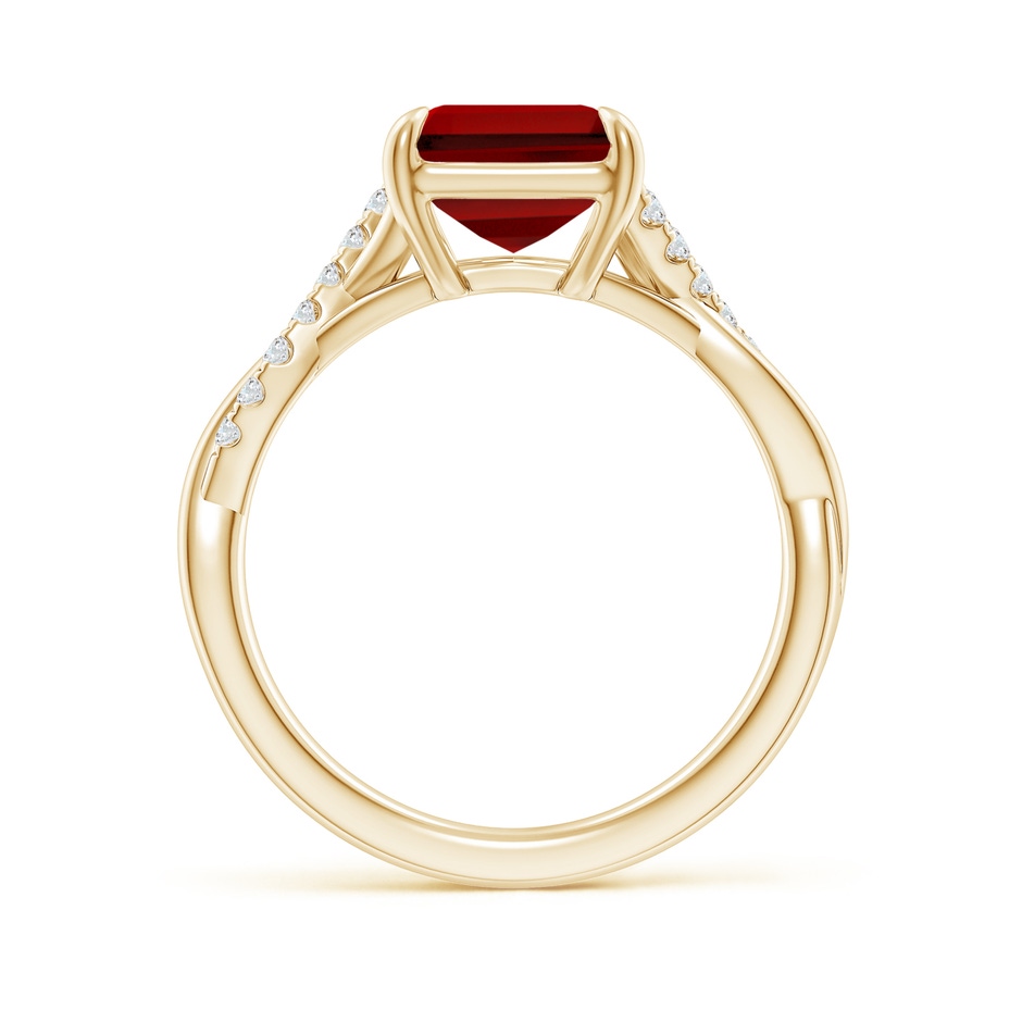 10x8mm Labgrown Lab-Grown Emerald-Cut Ruby Twisted Shank Engagement Ring in 18K Yellow Gold side 199