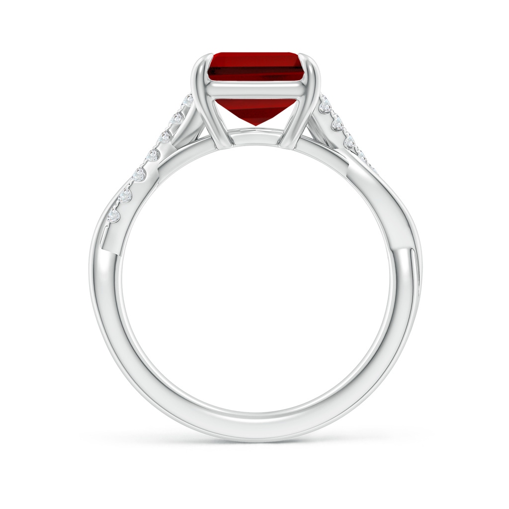 10x8mm Labgrown Lab-Grown Emerald-Cut Ruby Twisted Shank Engagement Ring in P950 Platinum - side 199