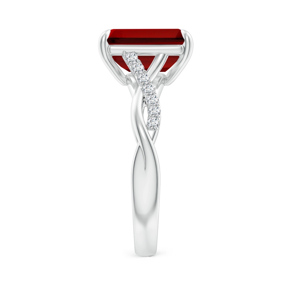 10x8mm Labgrown Lab-Grown Emerald-Cut Ruby Twisted Shank Engagement Ring in P950 Platinum side 299