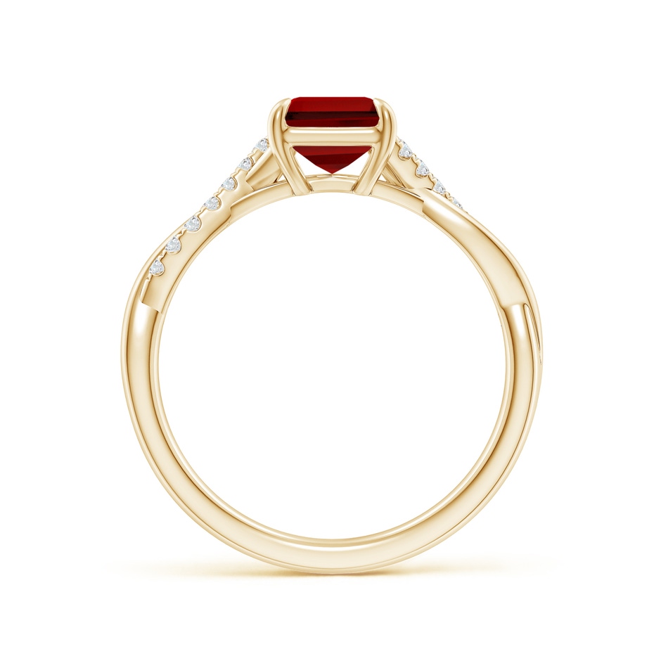 8x6mm Labgrown Lab-Grown Emerald-Cut Ruby Twisted Shank Engagement Ring in 18K Yellow Gold side 199