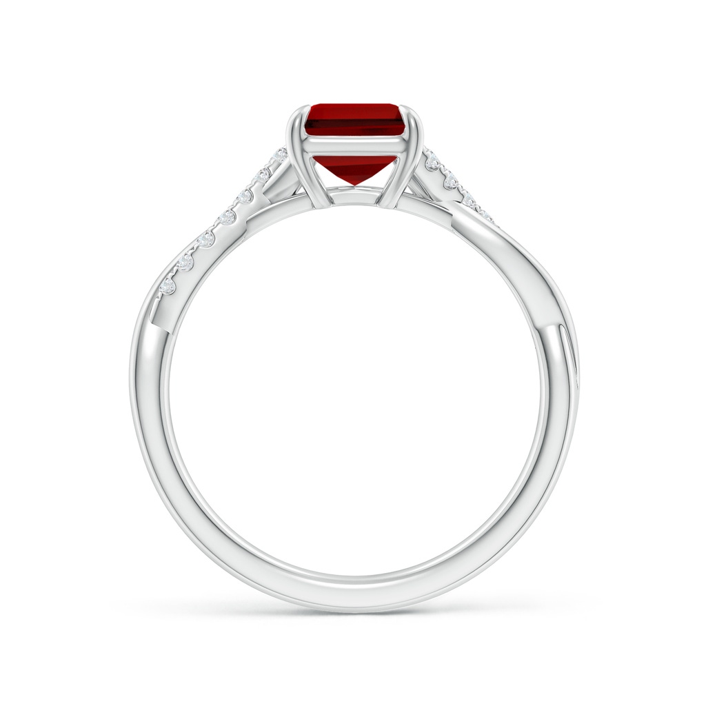 8x6mm Labgrown Lab-Grown Emerald-Cut Ruby Twisted Shank Engagement Ring in White Gold Side 199
