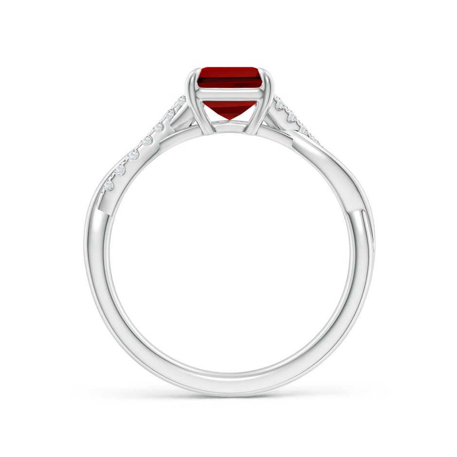 8x6mm Labgrown Lab-Grown Emerald-Cut Ruby Twisted Shank Engagement Ring in White Gold side 199