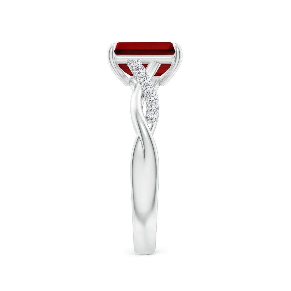 8x6mm Labgrown Lab-Grown Emerald-Cut Ruby Twisted Shank Engagement Ring in White Gold Side 299