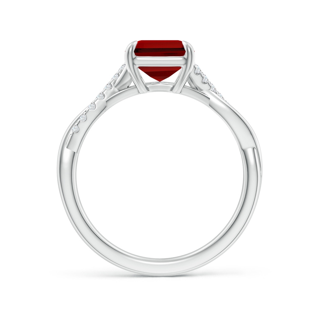9x7mm Labgrown Lab-Grown Emerald-Cut Ruby Twisted Shank Engagement Ring in White Gold - side 199