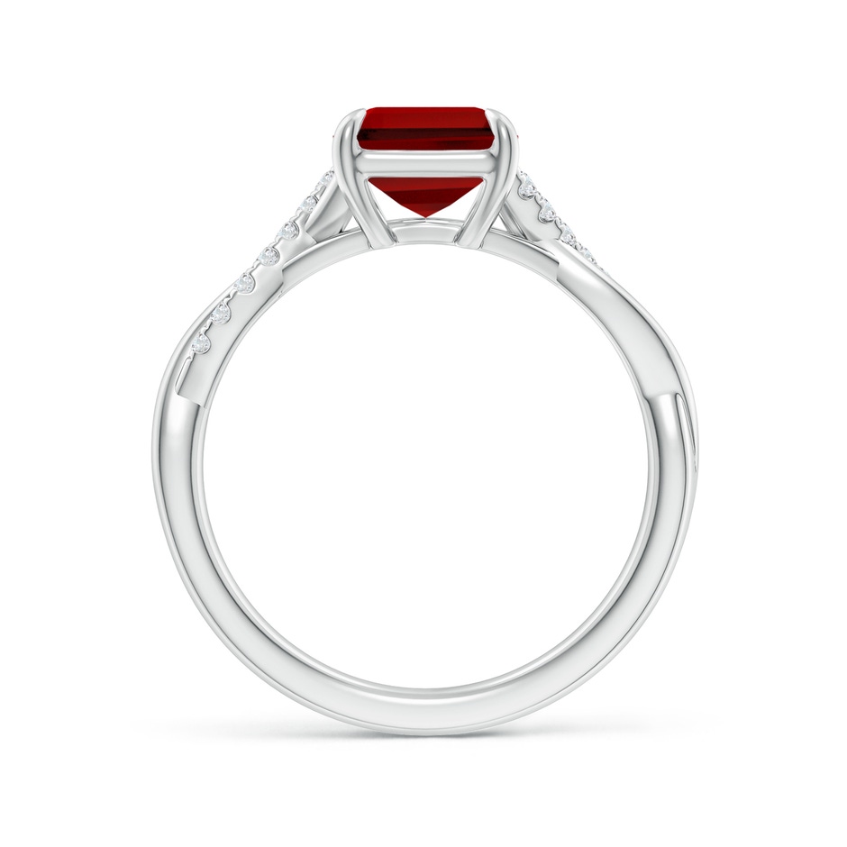 9x7mm Labgrown Lab-Grown Emerald-Cut Ruby Twisted Shank Engagement Ring in White Gold side 199