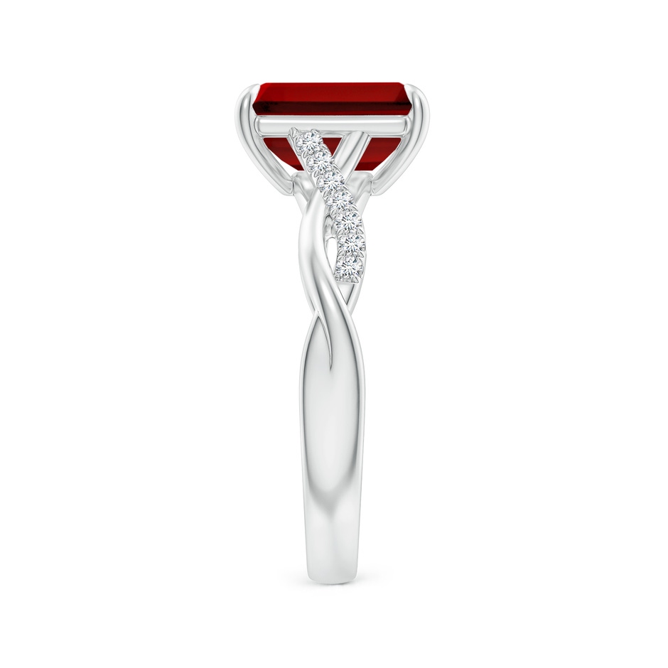 9x7mm Labgrown Lab-Grown Emerald-Cut Ruby Twisted Shank Engagement Ring in White Gold side 299