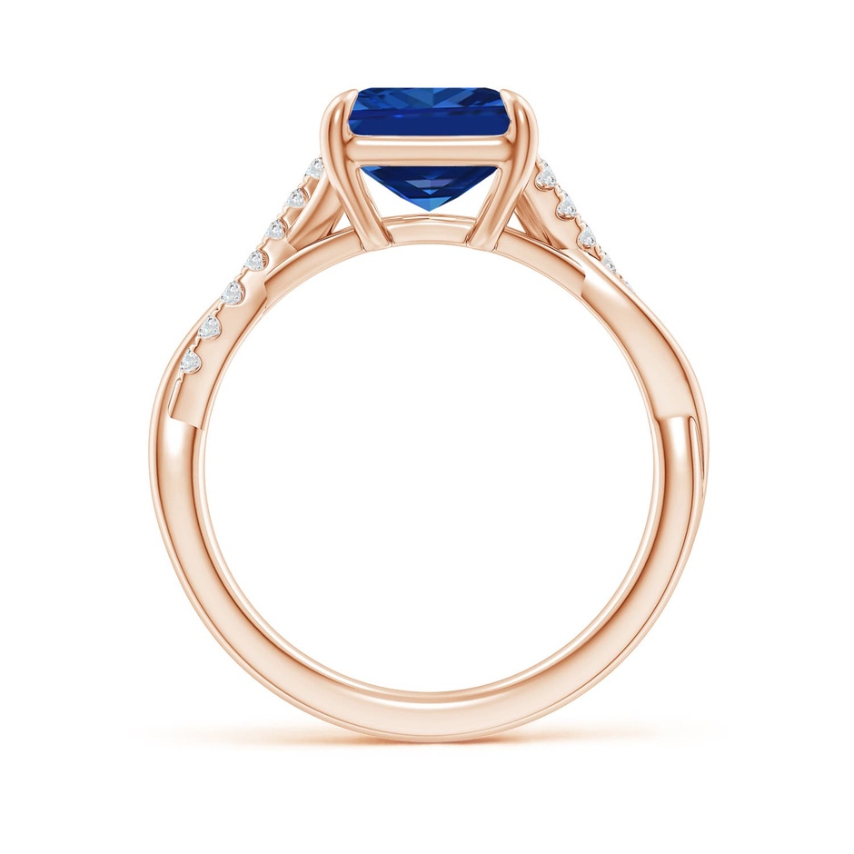 10x8mm Labgrown Lab-Grown Emerald-Cut Blue Sapphire Twisted Shank Engagement Ring in 18K Rose Gold side 199