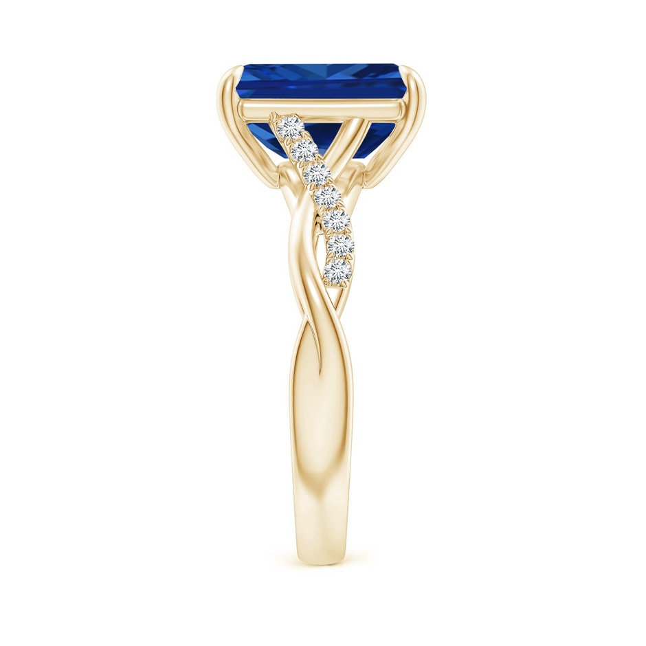 10x8mm Labgrown Lab-Grown Emerald-Cut Blue Sapphire Twisted Shank Engagement Ring in 18K Yellow Gold side 299