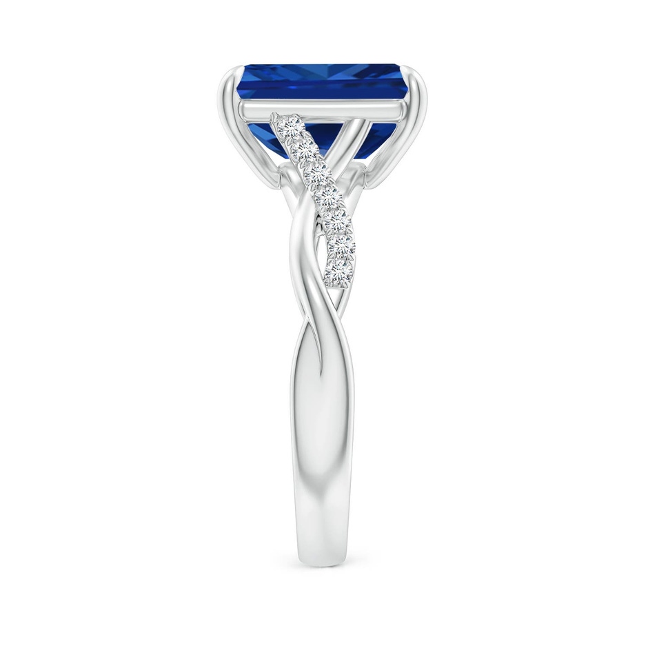 10x8mm Labgrown Lab-Grown Emerald-Cut Blue Sapphire Twisted Shank Engagement Ring in P950 Platinum side 299