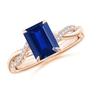 Emerald Cut Lab-Grown Lab Grown Blue Sapphire