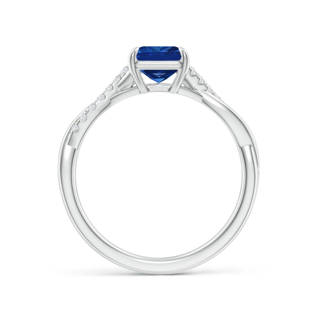 8x6mm Labgrown Lab-Grown Emerald-Cut Blue Sapphire Twisted Shank Engagement Ring in White Gold - side 199