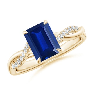 Emerald Cut Lab-Grown Lab Grown Blue Sapphire