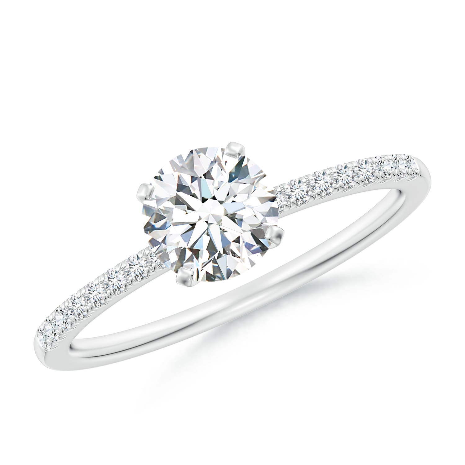 5.9mm FGVS Lab-Grown Peg Head Round Diamond Classic Engagement Ring in 18K White Gold
