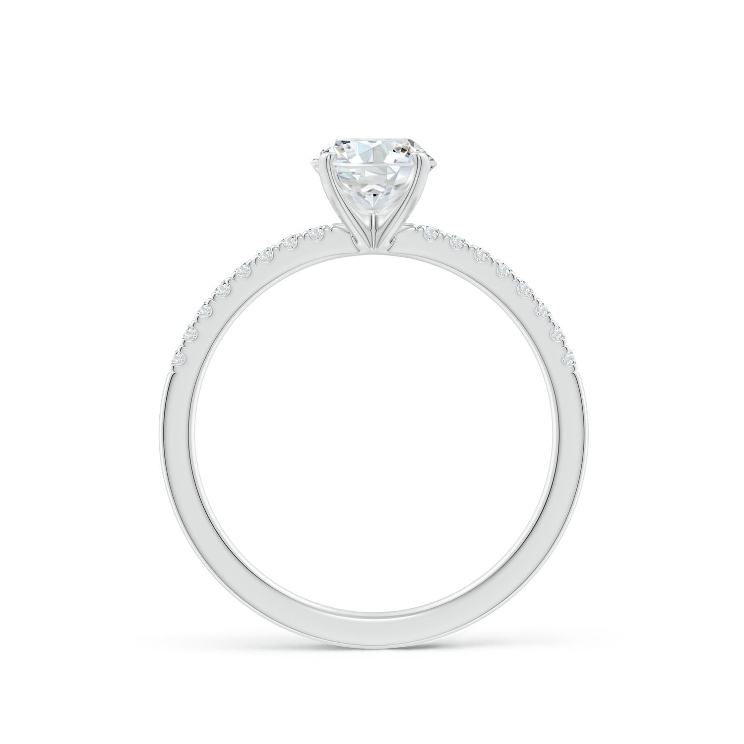 5.9mm FGVS Lab-Grown Peg Head Round Diamond Classic Engagement Ring in 18K White Gold