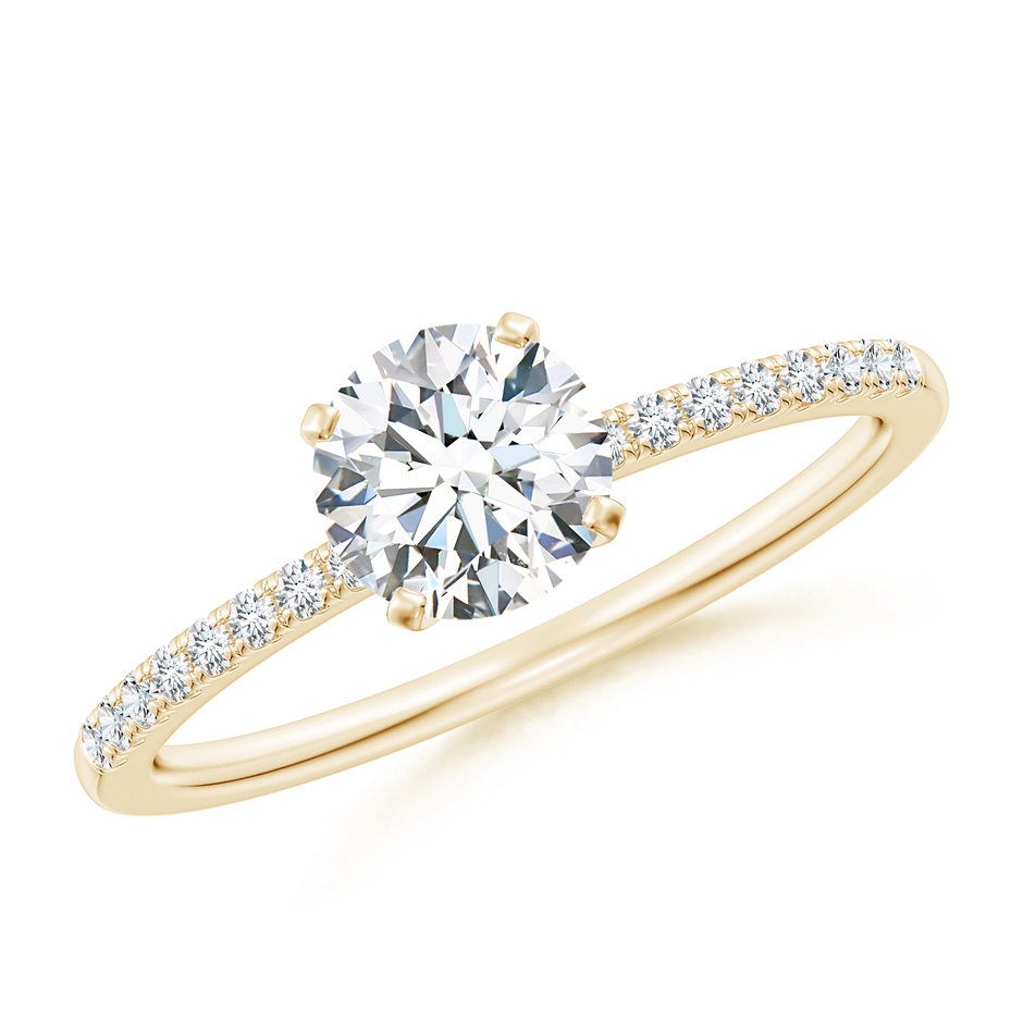 5.9mm FGVS Lab-Grown Peg Head Round Diamond Classic Engagement Ring in Yellow Gold 