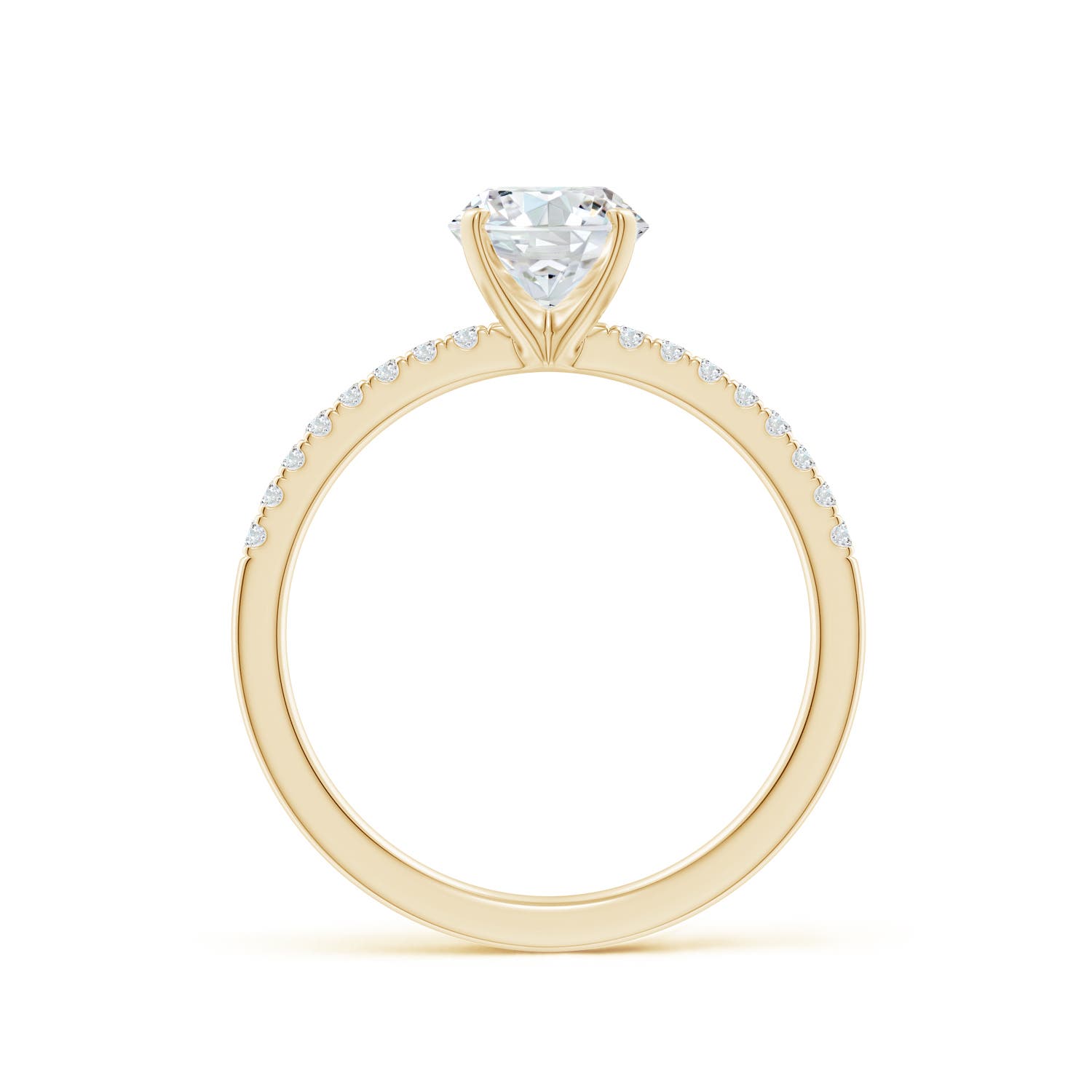 6.4mm FGVS Lab-Grown Peg Head Round Diamond Classic Engagement Ring in 18K Yellow Gold