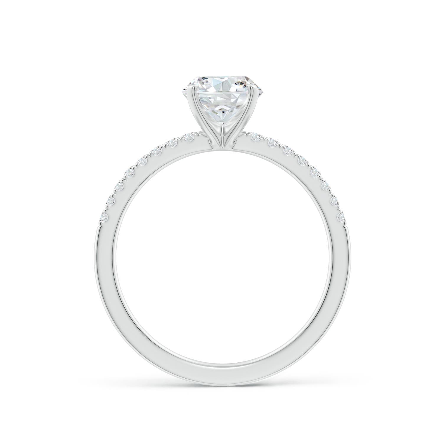 6.4mm FGVS Lab-Grown Peg Head Round Diamond Classic Engagement Ring in White Gold