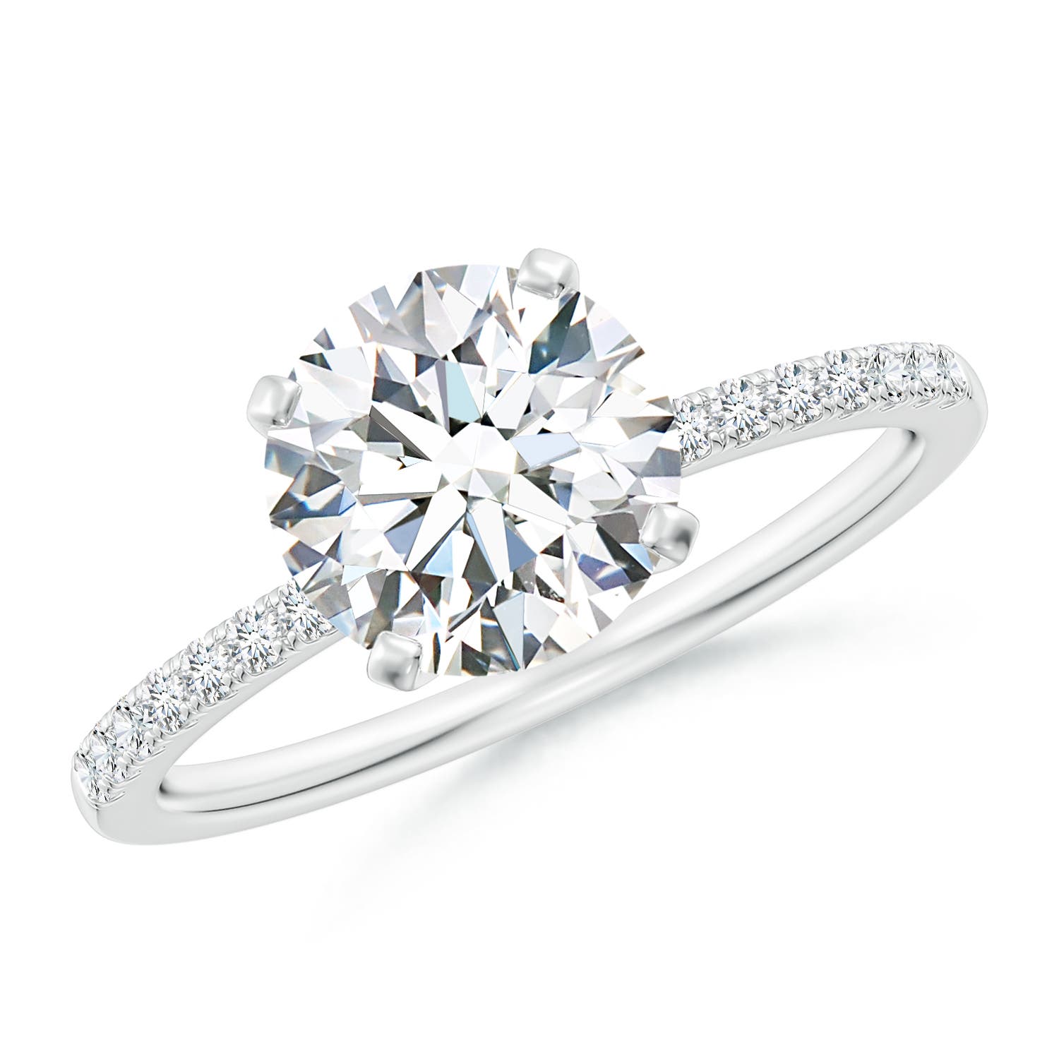 8mm FGVS Lab-Grown Peg Head Round Diamond Classic Engagement Ring in 18CT White Gold