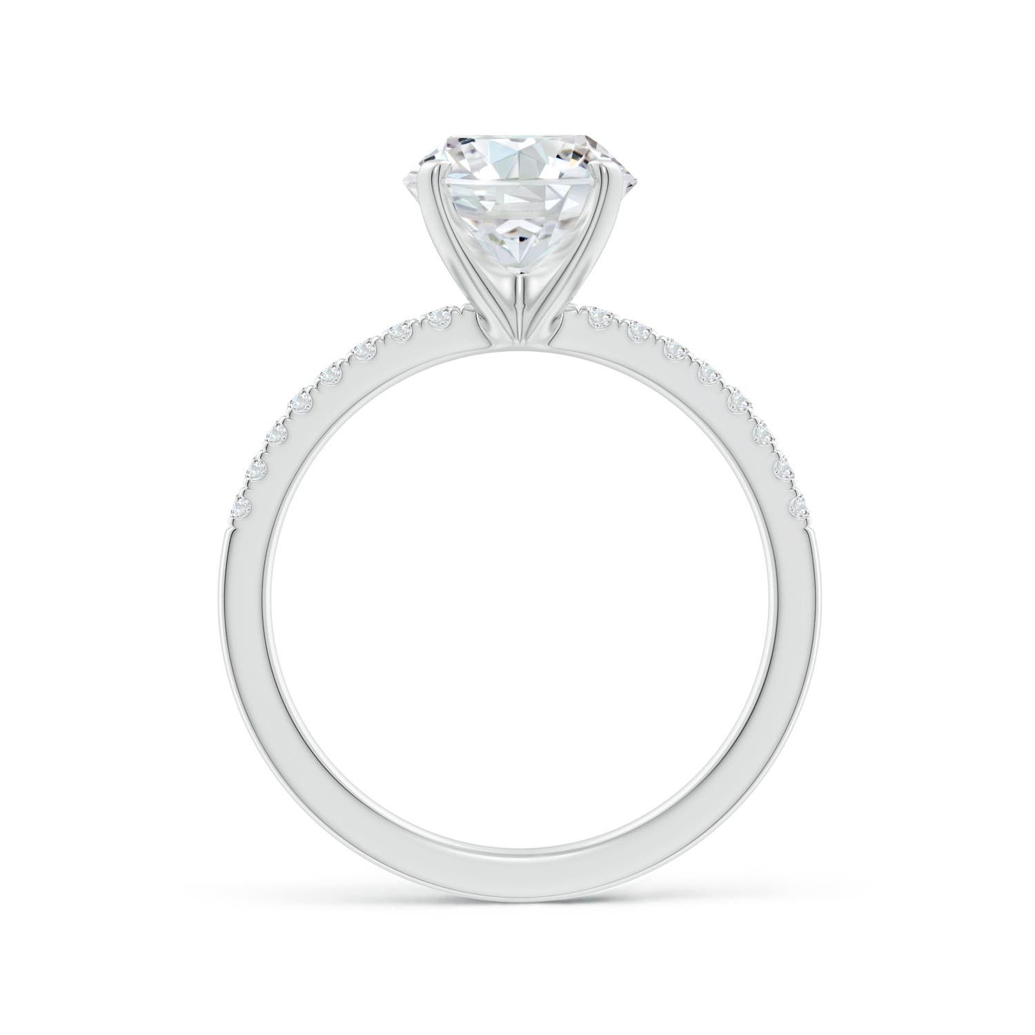 8mm FGVS Lab-Grown Peg Head Round Diamond Classic Engagement Ring in 18K White Gold