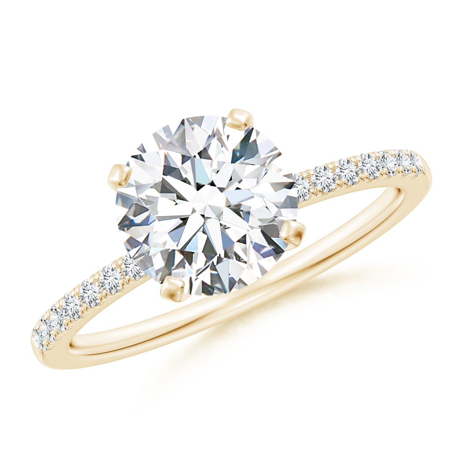 8mm FGVS Lab-Grown Peg Head Round Diamond Classic Engagement Ring in 18K Yellow Gold