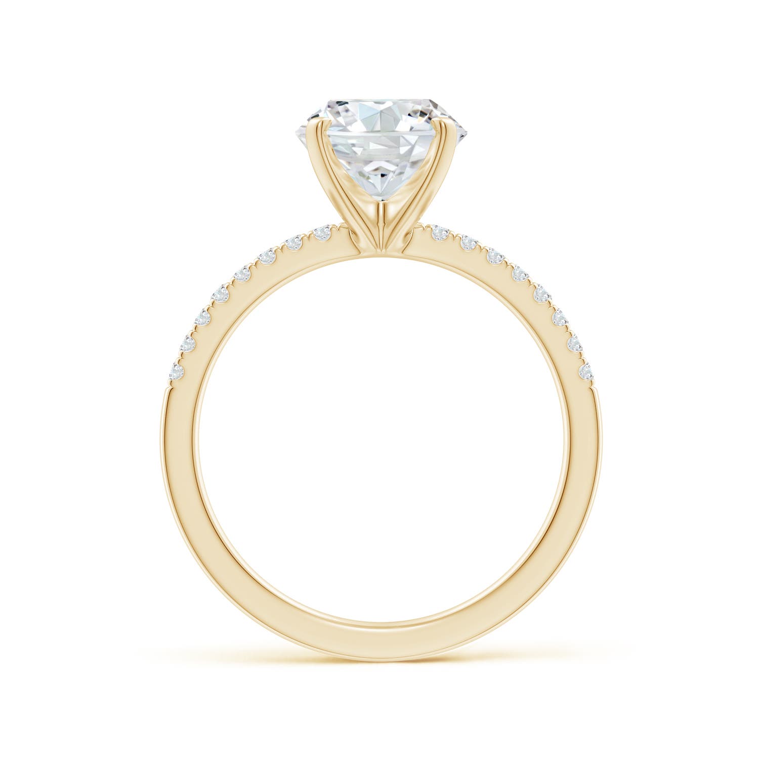 8mm FGVS Lab-Grown Peg Head Round Diamond Classic Engagement Ring in Yellow Gold