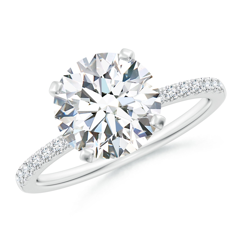 9.2mm FGVS Lab-Grown Peg Head Round Diamond Classic Engagement Ring in 18K White Gold 