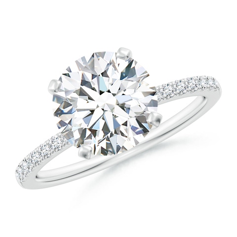 9.2mm FGVS Lab-Grown Peg Head Round Diamond Classic Engagement Ring in White Gold