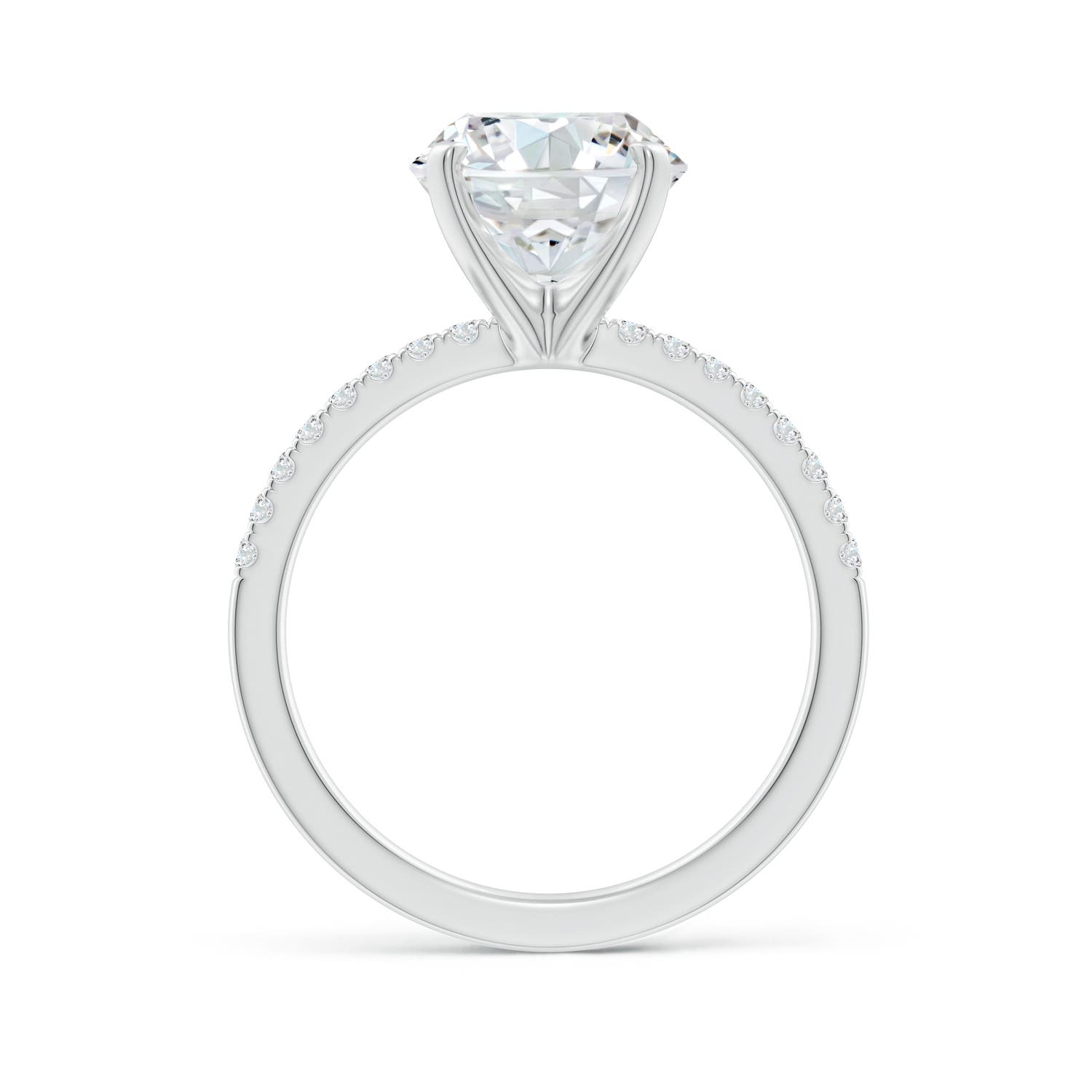 9.2mm FGVS Lab-Grown Peg Head Round Diamond Classic Engagement Ring in White Gold