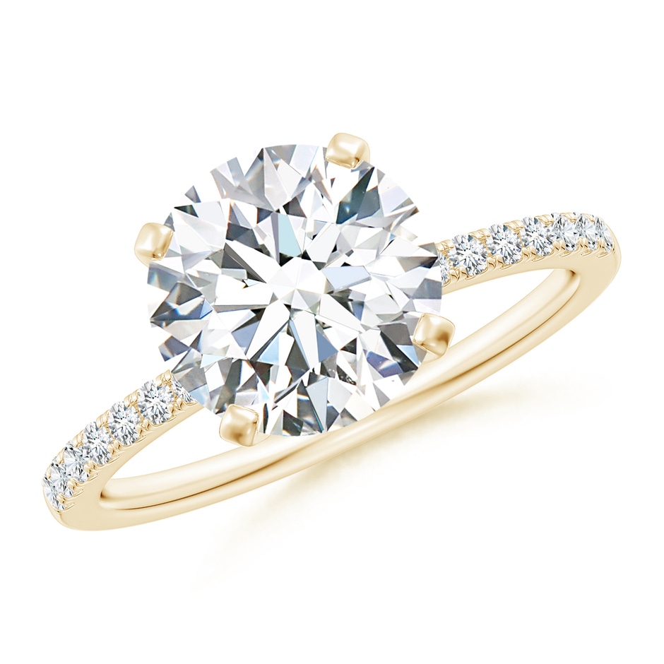 9.2mm FGVS Lab-Grown Peg Head Round Diamond Classic Engagement Ring in Yellow Gold 