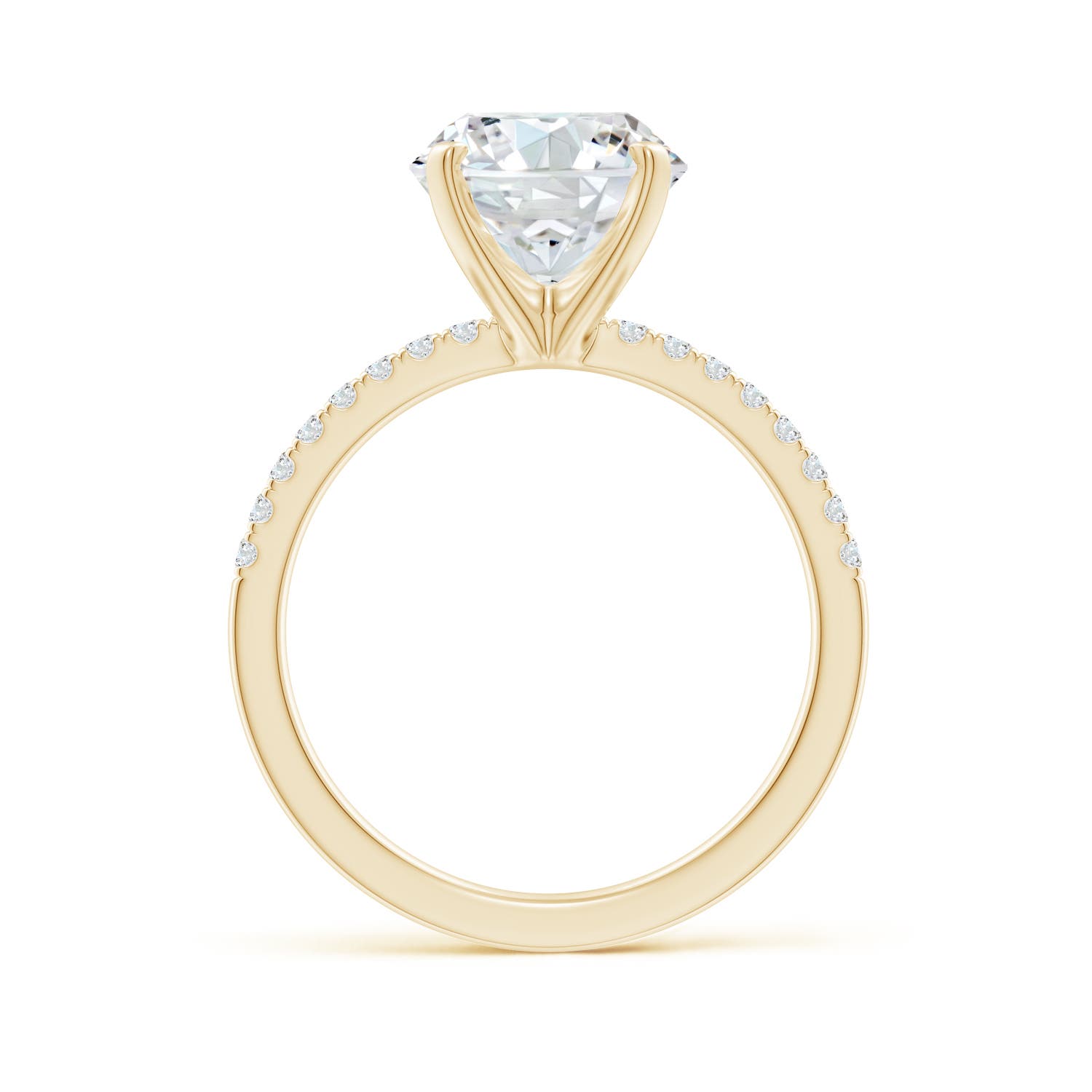 9.2mm FGVS Lab-Grown Peg Head Round Diamond Classic Engagement Ring in Yellow Gold