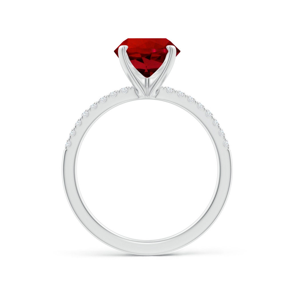 8mm Labgrown Lab-Grown Peg Head Round Ruby Classic Engagement Ring in White Gold Side 199