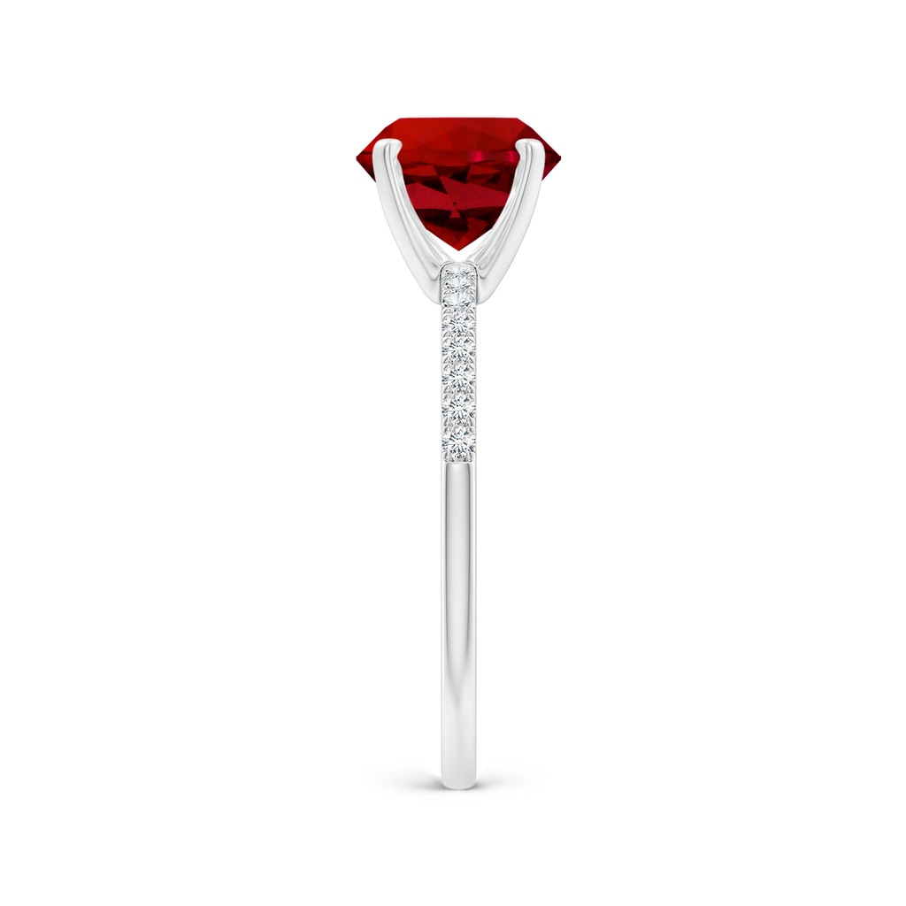 8mm Labgrown Lab-Grown Peg Head Round Ruby Classic Engagement Ring in White Gold Side 299
