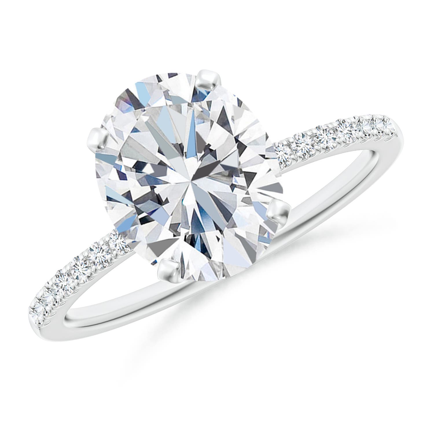 10x8mm FGVS Lab-Grown Peg Head Oval Diamond Classic Engagement Ring in 18K White Gold