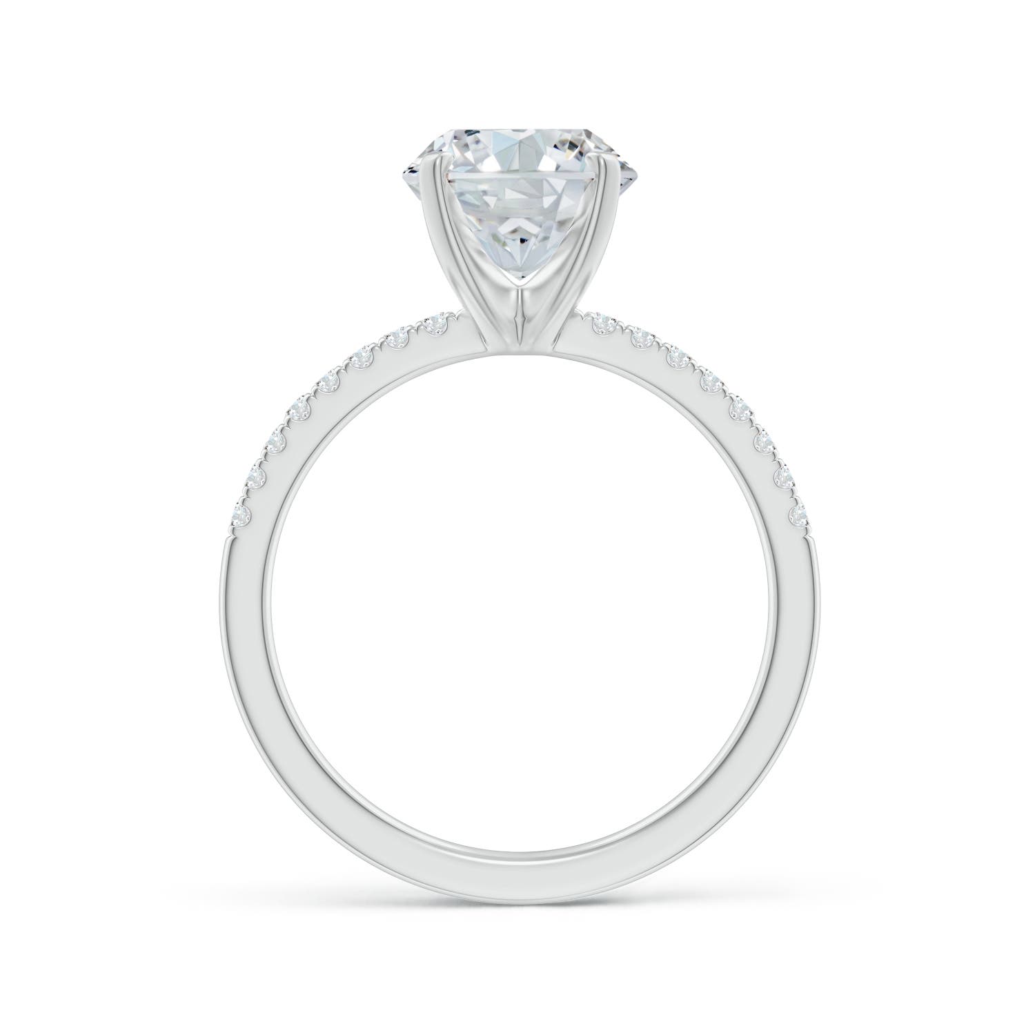 10x8mm FGVS Lab-Grown Peg Head Oval Diamond Classic Engagement Ring in 18K White Gold