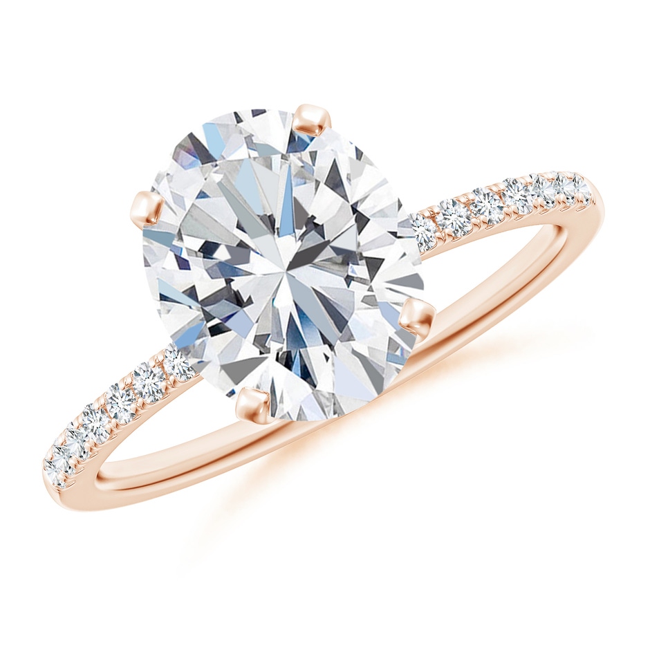 10x8mm FGVS Lab-Grown Peg Head Oval Diamond Classic Engagement Ring in Rose Gold 
