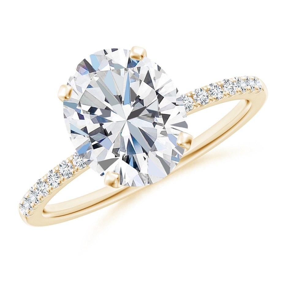 10x8mm FGVS Lab-Grown Peg Head Oval Diamond Classic Engagement Ring in Yellow Gold 