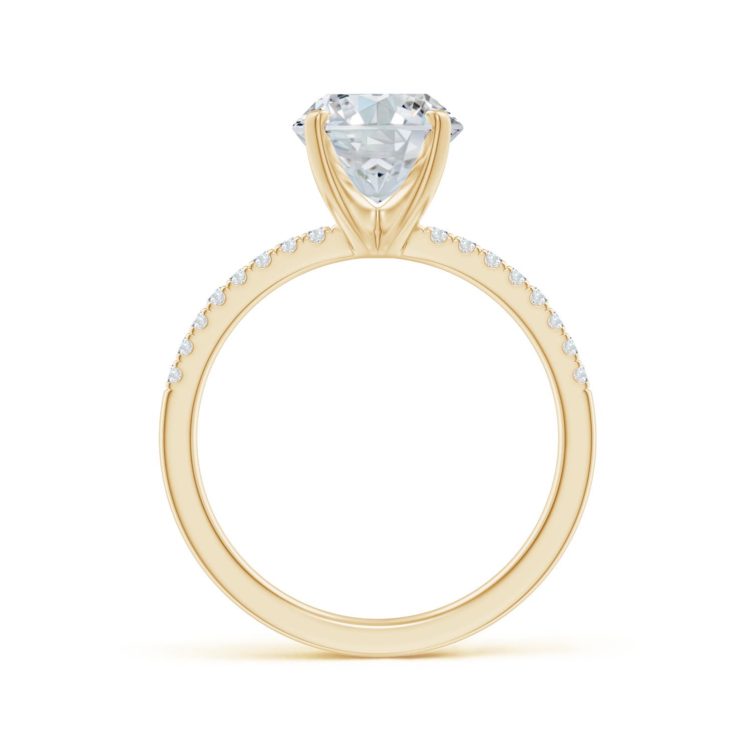 10x8mm FGVS Lab-Grown Peg Head Oval Diamond Classic Engagement Ring in Yellow Gold