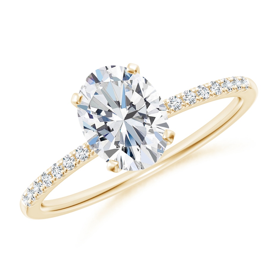 8x6mm FGVS Lab-Grown Peg Head Oval Diamond Classic Engagement Ring in 18K Yellow Gold 