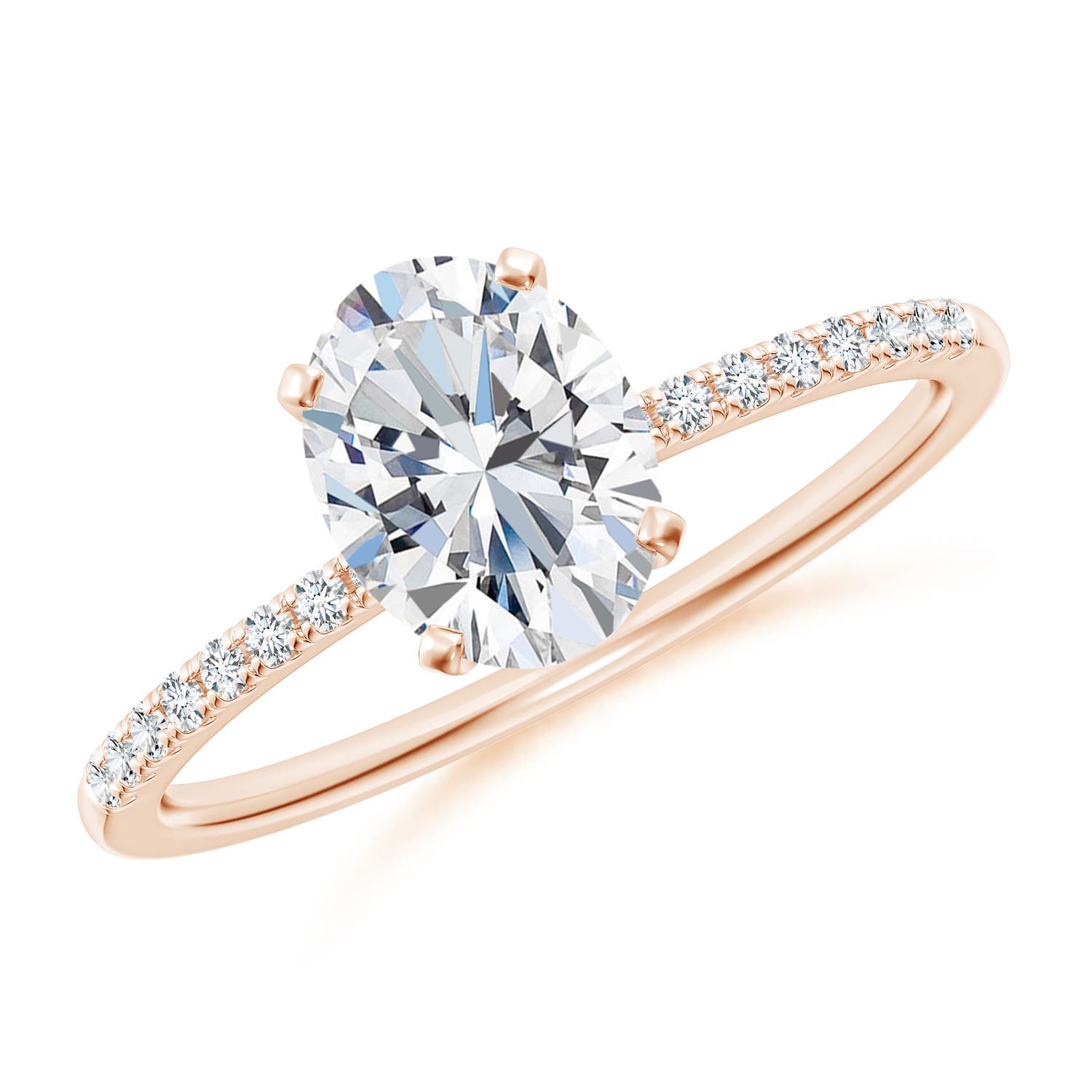 8x6mm FGVS Lab-Grown Peg Head Oval Diamond Classic Engagement Ring in Rose Gold